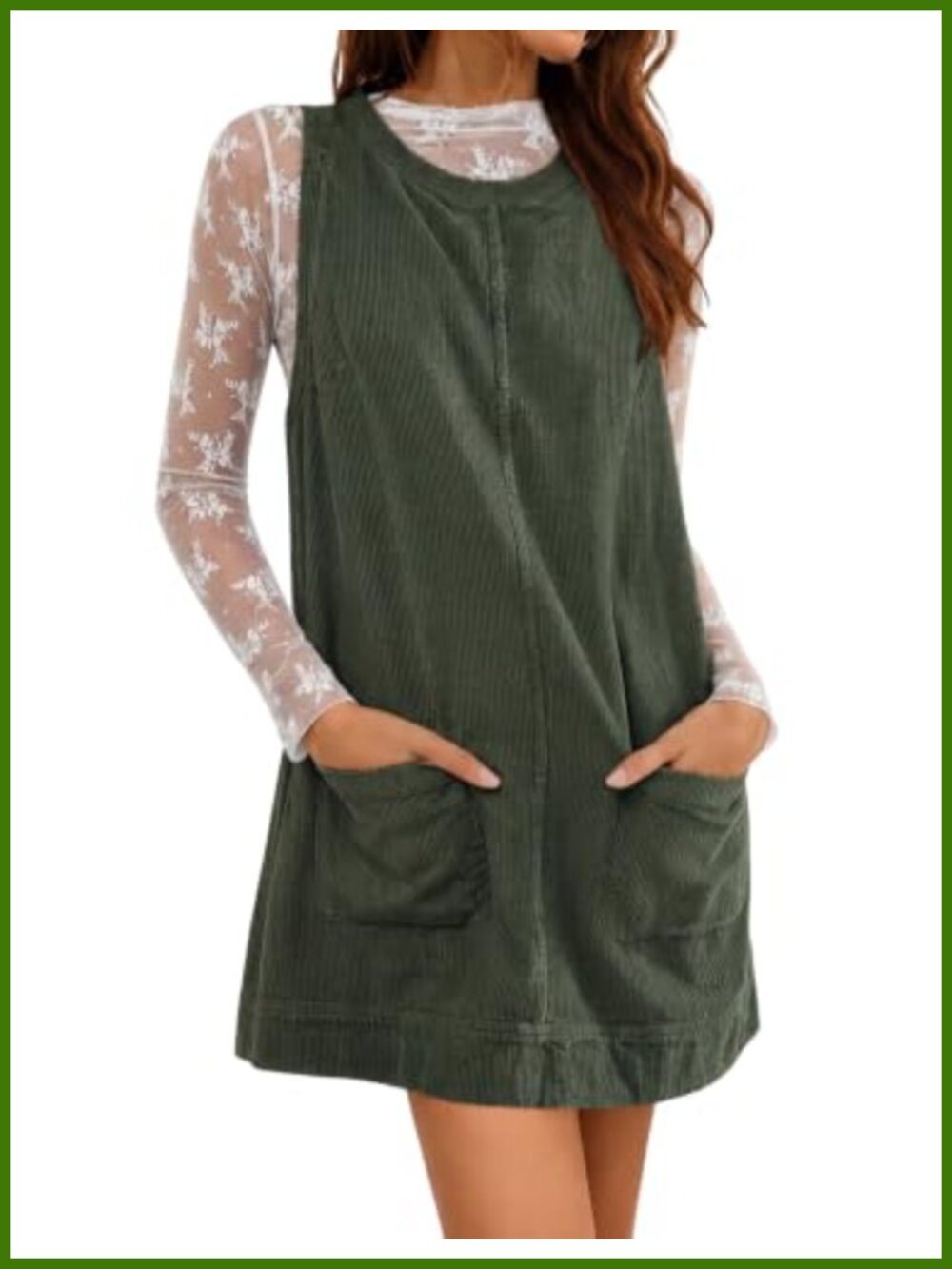 Corduroy Overall Dress A Line Skirtall Jumper Mini Pinafore Pockets